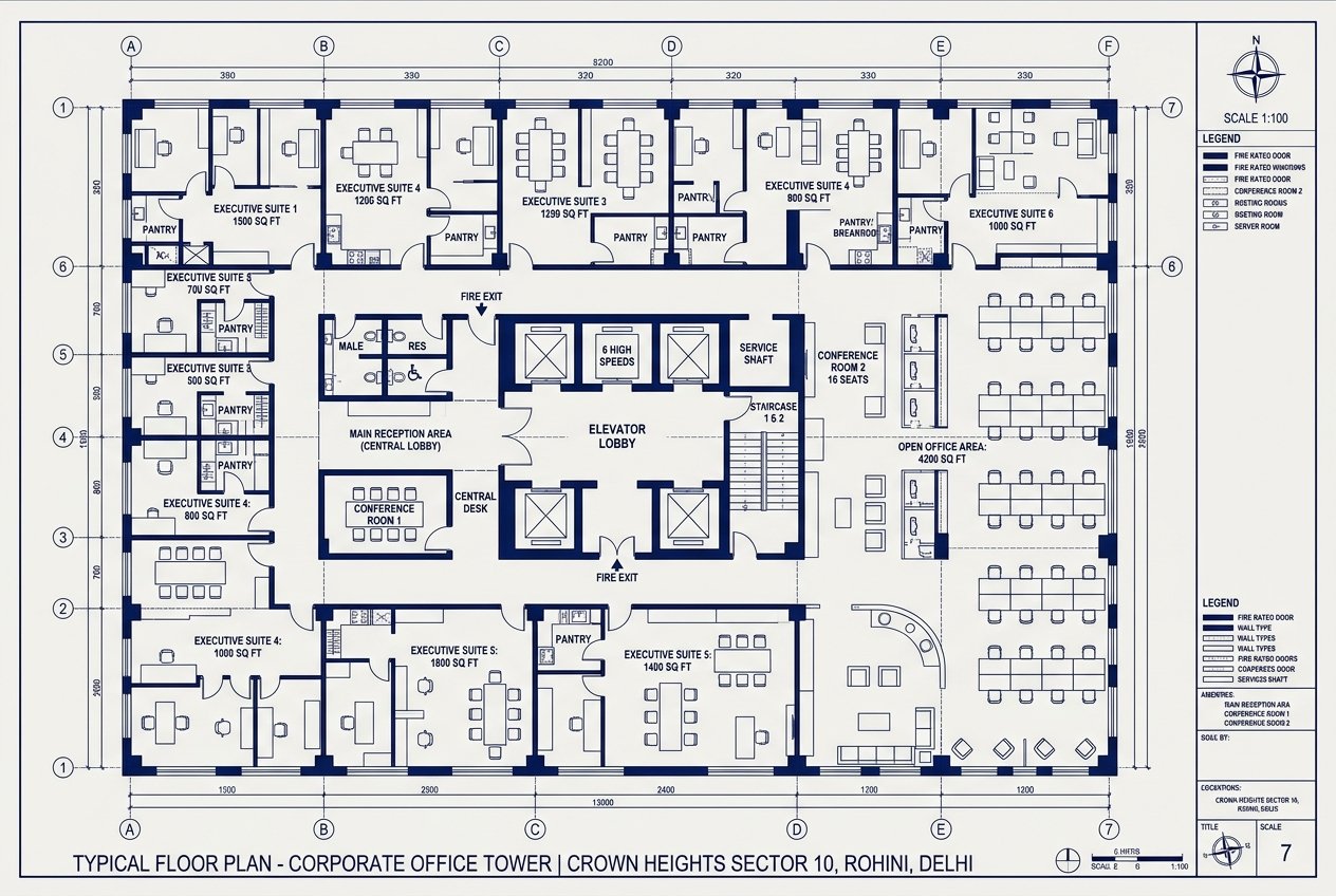 Crown Heights CORPORATE OFFICE SUITES PLAN Blueprint Layout