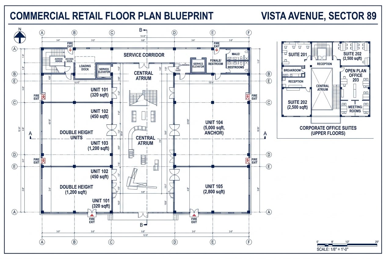 Vista Avenue RETAIL PROMENADE PLAN Blueprint Layout